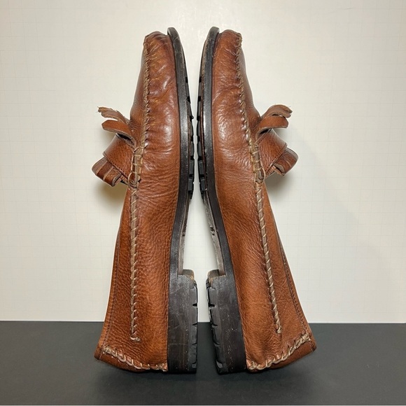 Mens BRAGANO by Cole Haan Made in Italy Brown Leather Tassel Loafers / Size 11.5